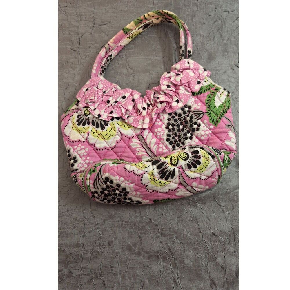 VERA BRADLEY PRISCILLA Floral Pink Ruffles Tote Bag Girls Kid Core School Boho - Picture 2 of 6